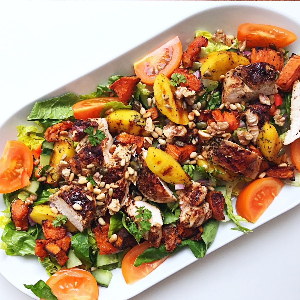 Herby Chicken and Peach Salad